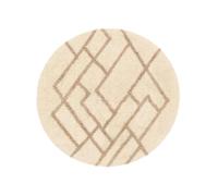 RugVista Riviera Tapis de Bain Moderne, Ø 90 cm, Rond, Poil Moyen, Lavable en Machine jusqu'à 30°, Salle de Bain, Toilette, Antidérapant, Beige/Natural