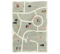 RugVista Road Map Tapis pour Chambre d'enfant, 160x230 cm, Rectangulaire, Poil Court, Lavable en Machine jusqu'à 30°, Chambre pour Jeunes et bébés, Résiste à l'eau, Vert/Multi