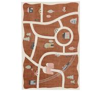 RugVista Road Map Tapis pour Chambre d'enfant, 160x230 cm, Rectangulaire, Poil Court, Lavable en Machine jusqu'à 30°, Chambre pour Jeunes et bébés, Résiste à l'eau, Rouille/Multi