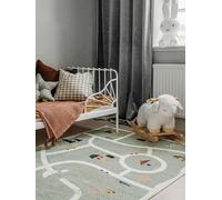 RugVista Road Map, Tapis pour Enfants, Modernes Enfants, 160 x 230 cm, Rectangulaire, Poil Ras, Chambre d'enfant, Lavage en Machine, sans Produits Chimiques Dangereux, Vert/Multi