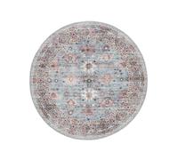 RugVista Shabibi Oriental Tapis Moderne, Ø 160 cm, Rond, Poil Court, Lavable en Machine jusqu'à 30°, Salon, Salle de séjour, Chambre, Salle à Manger, Cuisine, Résiste à l'eau, Clair Bleu