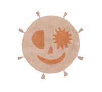 RugVista Smiley Tapis pour Chambre d'enfant, Ø 100 cm, Rond, Poil Court, Lavable en Machine jusqu'à 30°, Chambre pour Jeunes et bébés, Résiste à l'eau, Rose/Terracotta