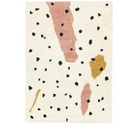 RugVista Spotty Tapis Tapis à Poils Longs/Shaggy, 140x200 cm, Rectangulaire, Poil Moyen, Nettoyage à Sec, Chambre pour Jeunes et bébés, Pas de substances nocives, Off Blanc