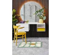 RugVista Thalassa, Tapis de Bain, Modernes, 90 x 60 cm, Rectangulaire, Poil Moyen, Lavage en Machine, Vert/Natural