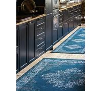 RugVista Vintage Vega Tapis Moderne, 80x400 cm, Coureur, Poil Court, Nettoyage à Sec, Salon, Salle de séjour, Chambre, Salle à Manger, Couloir, Foncé Bleu/Turquoise