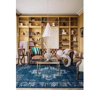 RugVista Vintage Vega, Tapis, Tapis Modernes, 140 x 200 cm, Rectangulaire, Poil Ras, Salle de séjour, à Manger, Chambre, Cuisine, Nettoyage Sec Seulement, Oeko_tex_100, Foncé Bleu/Turquoise