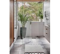 RugVista Zale, Tapis de Bain, Modernes, 60 x 90 cm, Rectangulaire, Poil Moyen, Lavage en Machine, Blanc