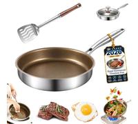 Ruhemeister Pro Poêle à œufs antiadhésive en titane martelé à la main 28cm | Surface martelée à la main, alliage de titane, wok en acier inoxydable, cuisson antiadhésive, chauffage uniforme(30 cm)