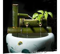 RUHEN Fontaine à Eau en Bambou avec Pompe, décoration d'extérieur, Bec basculant, Fontaine intérieure/extérieure