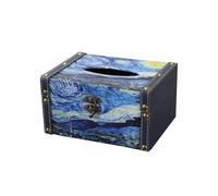 RUHEN Porte-boîte à mouchoirs carré, Distributeur de Feuilles assouplissantes en Cuir Style Peinture à l'huile Classique, pour Meuble-lavabo de Salle de Bain