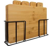 Ruhhy 19338 Lot de 4 planches à découper en bois de bambou 28 x 20 x 1 cm