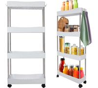 Ruhhy 24291 Etagère sur roulettes, 4 étagères blanc