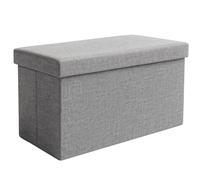 Ruhhy Pouf pliable avec espace de rangement 60 x 30 x 30 cm - Velours doux, capacité de charge 80 kg, rangement de 54 l, gris