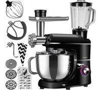 Ruhhy Robot culinaire bol en acier inoxydable 6,2 l, 2200 W - 6 niveaux de vitesse + fonction pulse appareils de cuisine pour gâteaux et pain avec accessoires de cuisson pour les chefs 16747