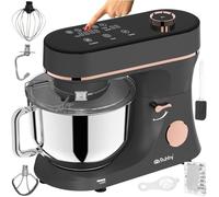 RUHHY Robot de cuisine avec bol mélangeur chauffant 6,2 l - Mélangeur planétaire RUHHY 2000 W 11 vitesses et écran tactile - Pétrisseur de pâte pour pain, pizza, gâteaux et pâtisseries (noir et doré)