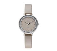 RUHLA Montre à quartz pour femme - Cadran couleur taupe avec accents - Élégance dans les détails - Mouvement à quartz GL22 - Boîtier en acier inoxydable argenté Ø 32 mm - Bracelet en cuir taupe