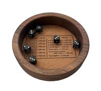 Ruhnjyg Piste De Dés, Plateau À Dés Rond en Bois, Plateau À Dés, Plateau À Dés en Bois avec 6 Dés Gravés, Jeu De Dés Classique, Plateau À Dés De 5,51 Pouces pour Les Jeux RPG Et De Table