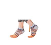RUHTEUO 3 Paires De Chaussettes À Cinq Doigts For Hommes, Respirantes Et Confortables, Sport Plein Air Fendues Orteils, Douces Colorées, Sox Décontractées pour Pilates, Danse, Fitness, Hôpita(Orange)