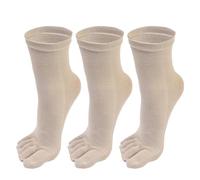 RUHTEUO 3 Paires De Chaussettes À Cinq Doigts For Hommes, Sport Respirantes, Longues Orteils, Solides, Décontractées, Tube Central, Bas En Coton pour Pilates, Danse, Fitness, Hôpita(Beige-3pairs)
