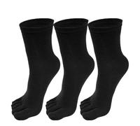 RUHTEUO 3 Paires De Chaussettes À Cinq Doigts For Hommes, Sport Respirantes, Longues Orteils, Solides, Décontractées, Tube Central, Bas En Coton pour Pilates, Danse, Fitness, Hôpita(Black-3pairs)