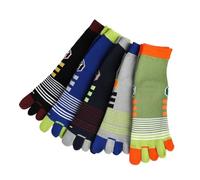 RUHTEUO 5 Paires De Chaussettes À Orteils For Hommes, En Coton Épais, Colorées, Cinq Doigts, Sport Courtes Rayées Avec, EU39-45 pour Pilates, Danse, Fitness, Hôpita(5 pairs mixcolors)