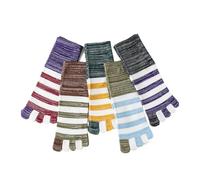 RUHTEUO 5 paires de grandes chaussettes heureuses à cinq doigts for hommes, chaudes rayures pour Pilates, Danse, Fitness, Hôpita(Mix colors)