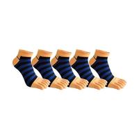 RUHTEUO 5 Paires Hommes Cheville Orteil Chaussettes Coton Rayé Couleur Vive Respirant Bateau Cinq Doigts Garçon 4 Saisons pour Pilates, Danse, Fitness, Hôpita(Color2)