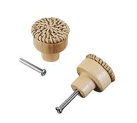 RUHTEUO Bouton de tiroir en bois rotin, 2 pièces, décoration maison, armoires faites à la main, poignées meubles, porte placard cuisine + vis 30/35/40/45mm pour placards(30mm Coffee)