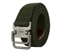 RUHTEUO Ceinture en toile de coton for homme, grande taille, boucle double anneau, noire, taille 100-190 cm(120cm for W36-39,Green02)