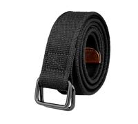 RUHTEUO Ceinture en toile de coton for homme, grande taille, boucle double anneau, noire, taille 100-190 cm(100cm for W27-30,Black 23)