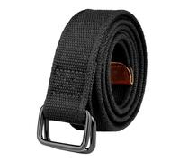RUHTEUO Ceinture en toile de coton for homme, grande taille, boucle double anneau, noire, taille 100-190 cm(130cm for W40-43,Khaki 23)
