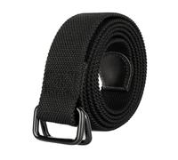 RUHTEUO Ceinture en toile de coton for homme, grande taille, boucle double anneau, noire, taille 100-190 cm(140cm for W44-47,Black 24)