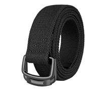 RUHTEUO Ceinture en toile de coton for homme, grande taille, boucle double anneau, noire, taille 100-190 cm(120cm for W36-39,Black 26)