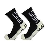RUHTEUO Chaussettes de football mi-longues for hommes, 2 pièces, épaisses, antidérapantes, infusées silicone, absorbant la sueur pour Football Basket Rugby Yoga Trekking(Black)
