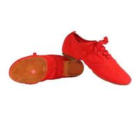 RUHTEUO Chaussures de Ballet en toile for enfants, chaussures danse for femmes et hommes, Tango, Latin, Jazz moderne, d'entraînement Yoga pour Jazz Latin Rumba Cha Cha,Aptitude(Red Suede Sole,35)