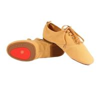 RUHTEUO Chaussures de Ballet en toile for enfants, chaussures danse for femmes et hommes, Tango, Latin, Jazz moderne, d'entraînement Yoga pour Jazz Latin Rumba Cha Cha,Aptitude(Camel Rubber Sole,38)