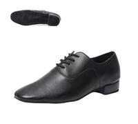 RUHTEUO Chaussures de danse for hommes, chaussures latine for salle bal, d'intérieur modernes, baskets Tango for garçons, talon 2.5cm pour Jazz Latin Rumba Cha Cha,Aptitude(Matte black,40)