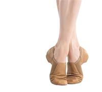 RUHTEUO Chaussures de danse homme Chaussures de danse jazz en cuir véritable, chaussures ballet, baskets, gymnastique, unisexes, à enfiler Latin dance shoes man(Beige,34)