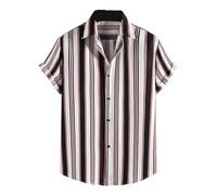 RUHTEUO Chemise D'été À Manches Courtes Imprimée For Homme, Col De Chemise, Chemise Décontractée À Rayures, Chemise Fine À Manches Courtes For Homme(Color2,S)