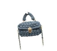 RUHTEUO Corde à Tricoter Femmes Sac Main Designer chaînes tissé épaule Sacs bandoulière for Petit carré Rabat Dame(Gray)