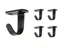 RUHTEUO Crochets de plafond montés à vis en acier inoxydable, 5 pièces, for chambre coucher, serviette sous étagère, cintre robuste for armoire salle bain, Garage pour garage(Black 5PCs)