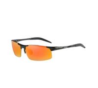 RUHTEUO Driving Sunglasses Men Aluminum Magnesium Frame Sport Sun Glasses Driver Retro Goggles Sunglass UV400 Anti-Glare(Glasses Bag,Black Red)