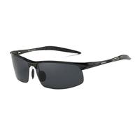 RUHTEUO Driving Sunglasses Men Aluminum Magnesium Frame Sport Sun Glasses Driver Retro Goggles Sunglass UV400 Anti-Glare(Original Zipper Case,Black Red)