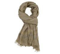 RUHTEUO Écharpe en coton et lin teintée fil, écharpe rayée, pompon, long châle, accessoires for hommes pour quotidien,voyage(Color 2)