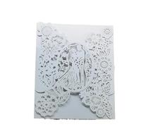 RUHTEUO Faire Part de Mariage Carte d'invitation de Mariage 50 pièces, Carte Poche avec Fleurs for marié et, Fournitures décoration for fête Faire Part de Mariage personnalisé(White Cover,12x18cm)