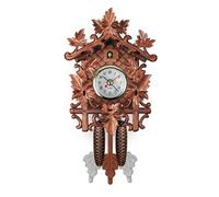 RUHTEUO Horloge Coucou Coucou Horloge Murale Salon réveil Montre Maison Bois Pendule balançoire Oiseau décorations Horloge Coucou avec Oiseau Qui Sort(CM302 (Small Size))