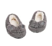 RUHTEUO Pantoufles chaudes d'hiver for femmes, peluche pelucheuse, antidérapante, intérieur moelleux, paresseux, oreilles de souris, chaussure sol brodée(Gray,39-41)