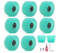 RUHTEUO Patins à roulettes Double rangée, Roues en gelée translucides, sans Flash, PU Haute élasticité, Roue Non Lumineuse avec tête de Frein, 58 x 32 mm, 82A pour Le Patinage en Quad(Light Green)