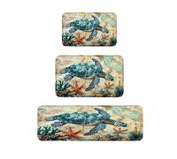 RUHTEUO Tapis de Fond Marin Dream Ocean Blue Turtle, Absorbant, antidérapant et à séchage Rapide, for la Maison, Salle Bain, Cuisine ou l'entrée pour Douche, Baignoire(Color 1,40CMx60CM)