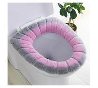 RUHTEUO Tapis de Toilette Double Couleur for Garder au Chaud, Accessoires Salle Bain, Tricot en Forme O, décoration d'intérieur, Housse siège pour Salle de Bain(Gray Pink)